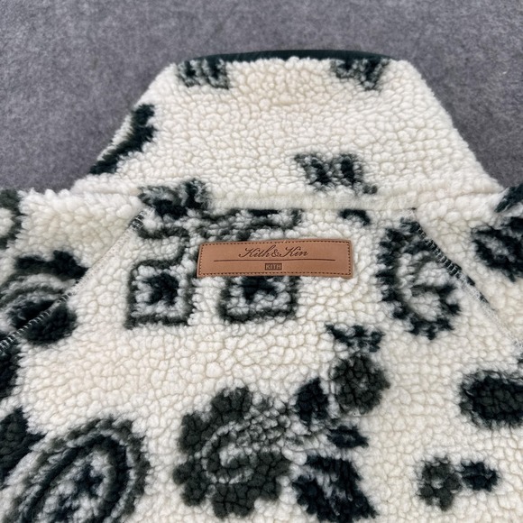 Kith Pinehurst Sherpa Fleece Jacket Men Large White Paisley Snap Bomber Kith Kin - Picture 5 of 12